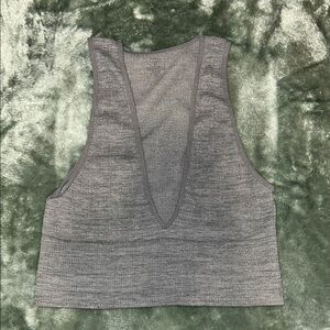 Gray Ribbed Knit Crop Top